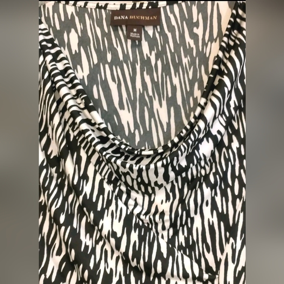 Dana Buchman Sleeveless Ruched Black White Top Size M - Picture 5 of 7